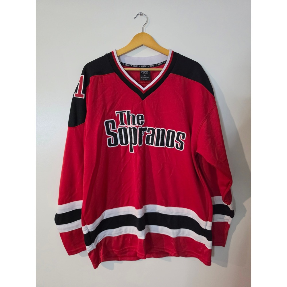 HBO The Sopranos Hockey Jersey Mens XXL Red Black TV Promo Y2K 2001 Vintage